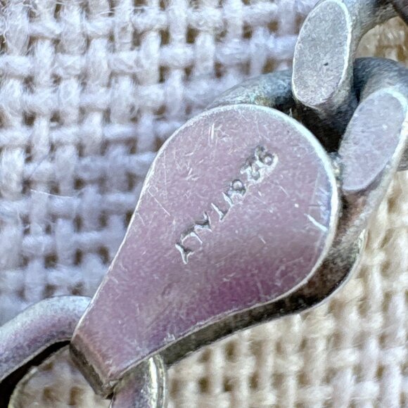 Sterling Silver 925 Multi Stone Heart Figaro Chain Pendant Necklace 19.5" Length - Picture 9 of 14